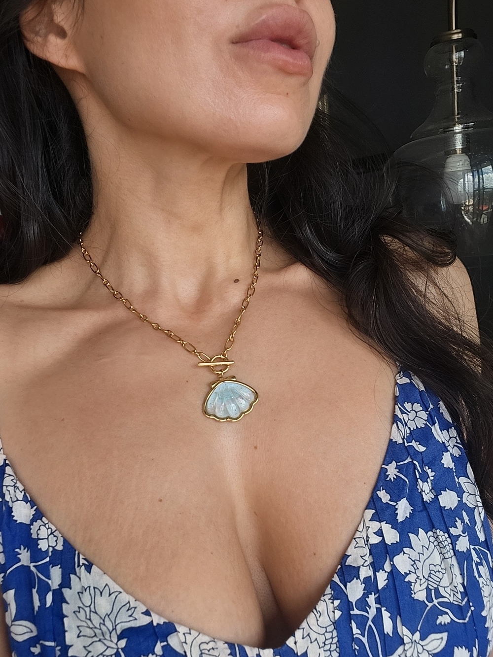 18K Gold Plated Stainless Steel Shell Pendant Necklace